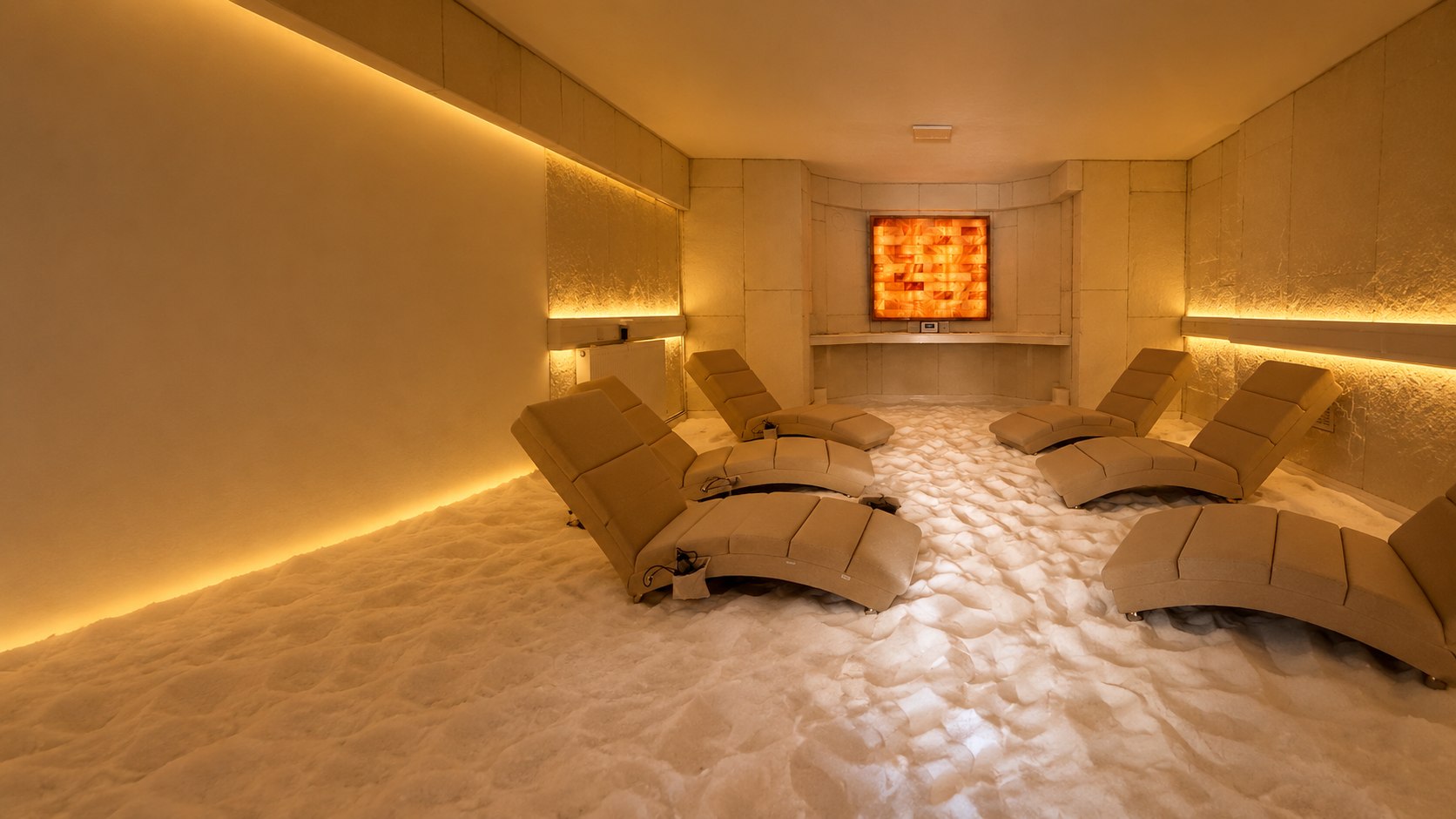 A wide view of the Pure Salt Therapy salt room at Danum House, Doncaster